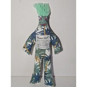 Dammit Doll Blue Green Tropical  Banana Tree Print Green Hair Stress Relief Doll